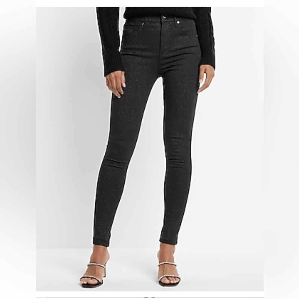 ✨sparkle High waisted Black Skinny Jeans by Express